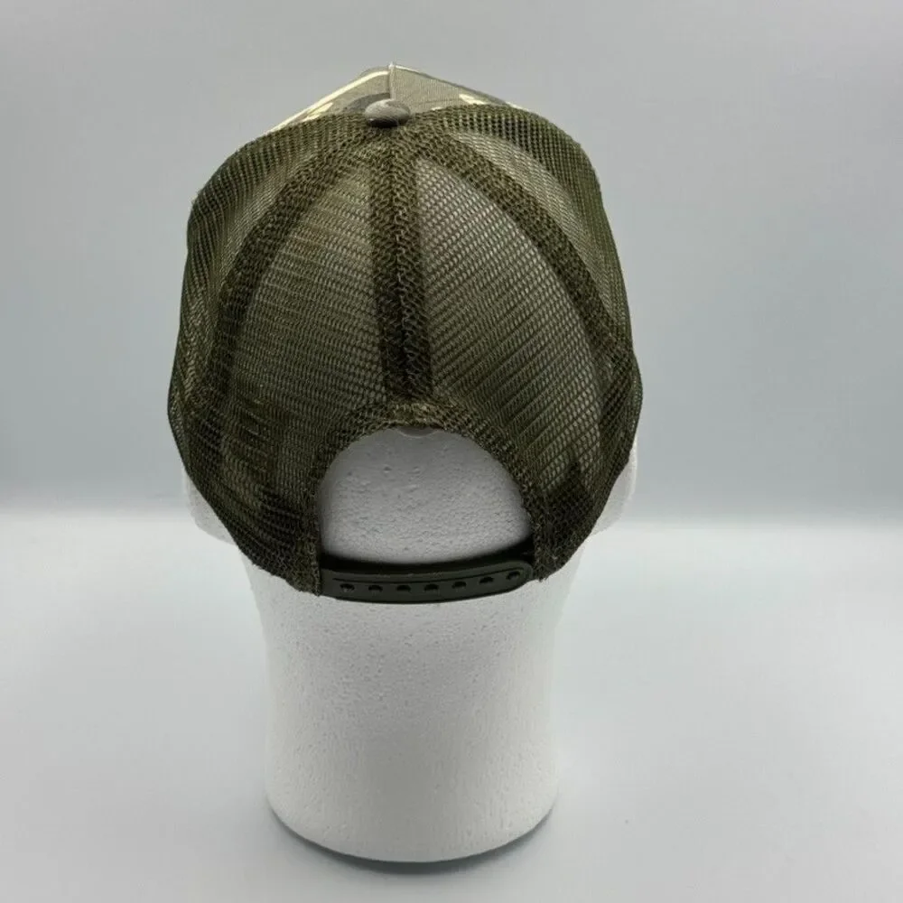 CAT Caterpillar Mens Green Camo Mesh Back Trucker Hat Snapback Adjustable Cap